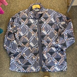 Universal Thread Geometric Puffer Jacket - Gray and Black